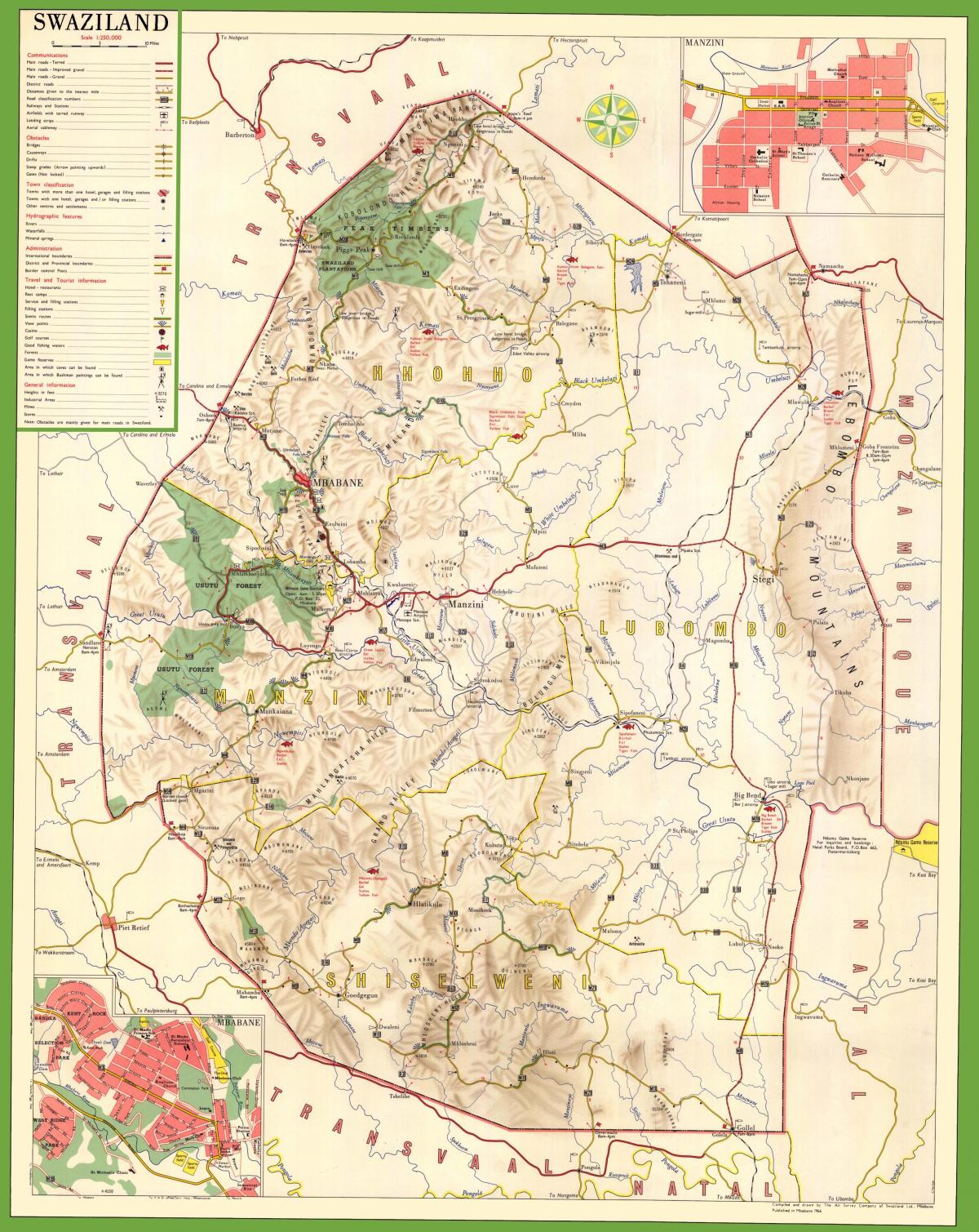 Map of Swaziland detailed
