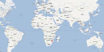 Map of Swaziland on world